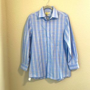 Michael Kors Non Iron Men Dress Shirt 15 1/2 32/33 Stripes Blue